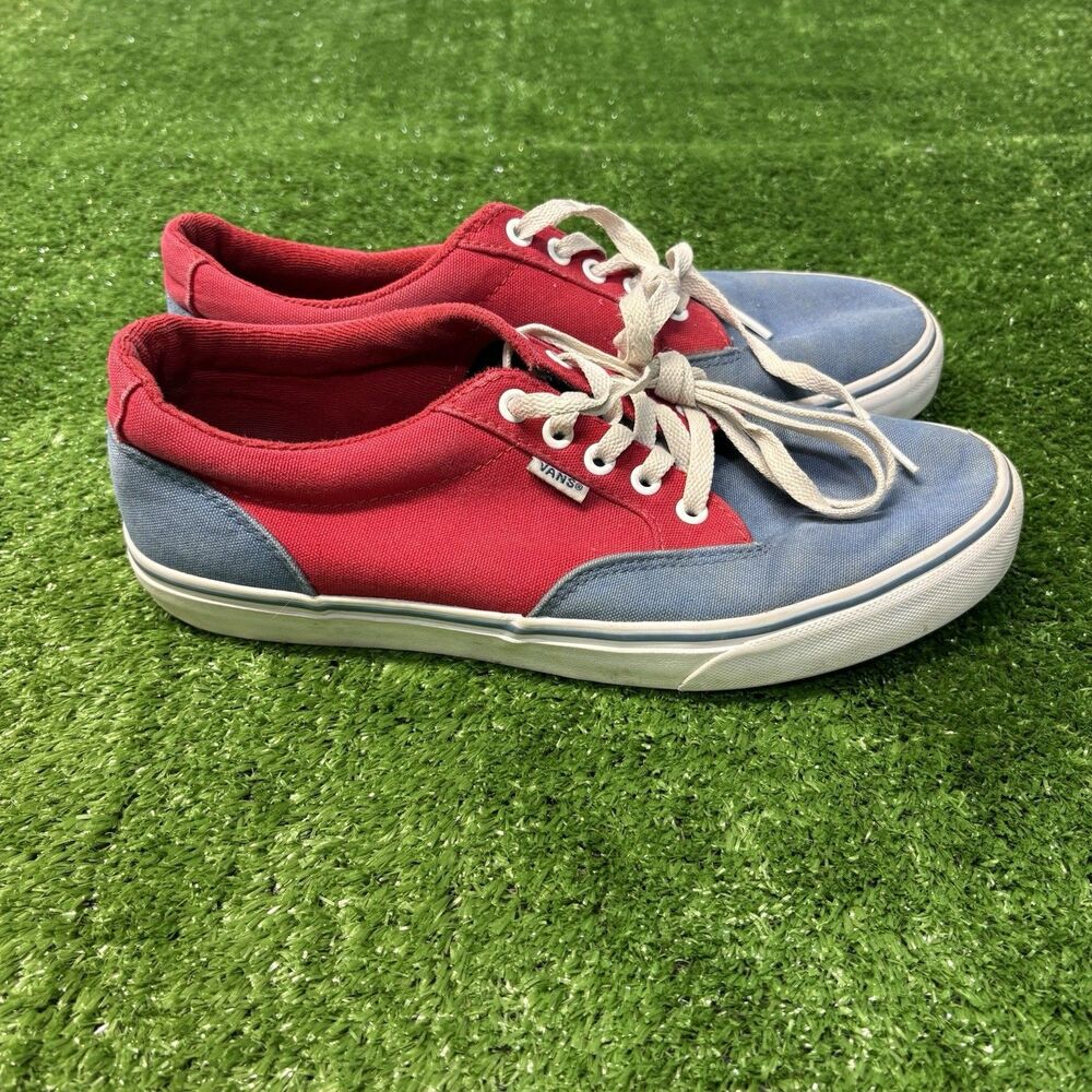 Vans Men's Atwood 2 Tone Red/Blue Low Top Skateboard Shoes Sneakers Size 9.5